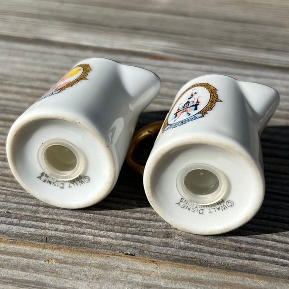 VTG Disneyland Teapot Salt & Pepper Shakers Gold Constable Woman Castle Japan - Picture 5 of 10